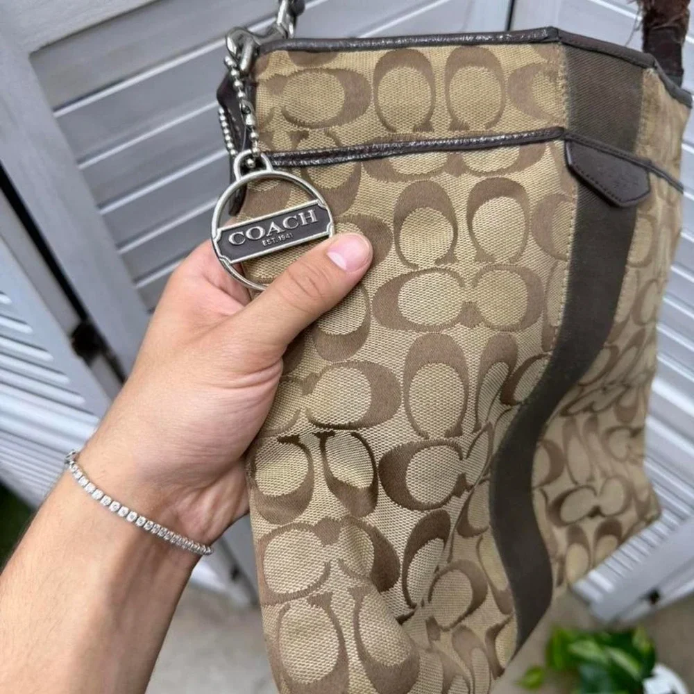 Vintage y2k Coach brown and beige monogram canvas crossbody bag